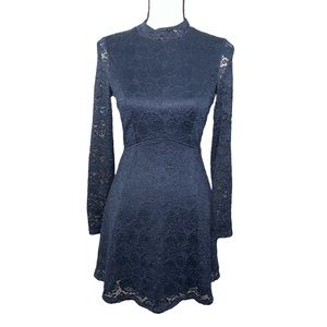 Lulu’s Navy Long Sleeve Lace Align Dress